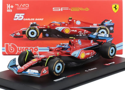 FERRARI | F1  SF-24 TEAM SCUDERIA FERRARI N 55 5th MIAMI GP 2024 CARLOS SAINZ - WITH PILOT AND SHOWCASE