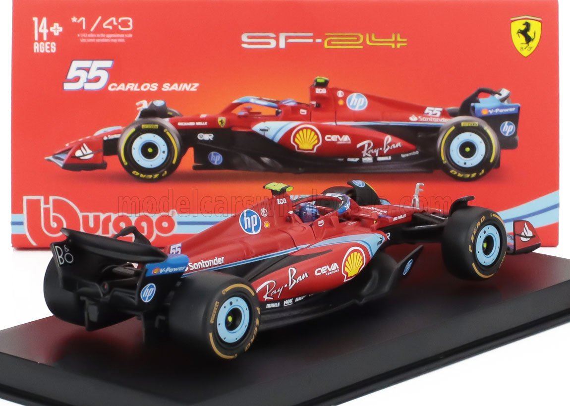 FERRARI | F1  SF-24 TEAM SCUDERIA FERRARI N 55 5th MIAMI GP 2024 CARLOS SAINZ - WITH PILOT AND SHOWCASE