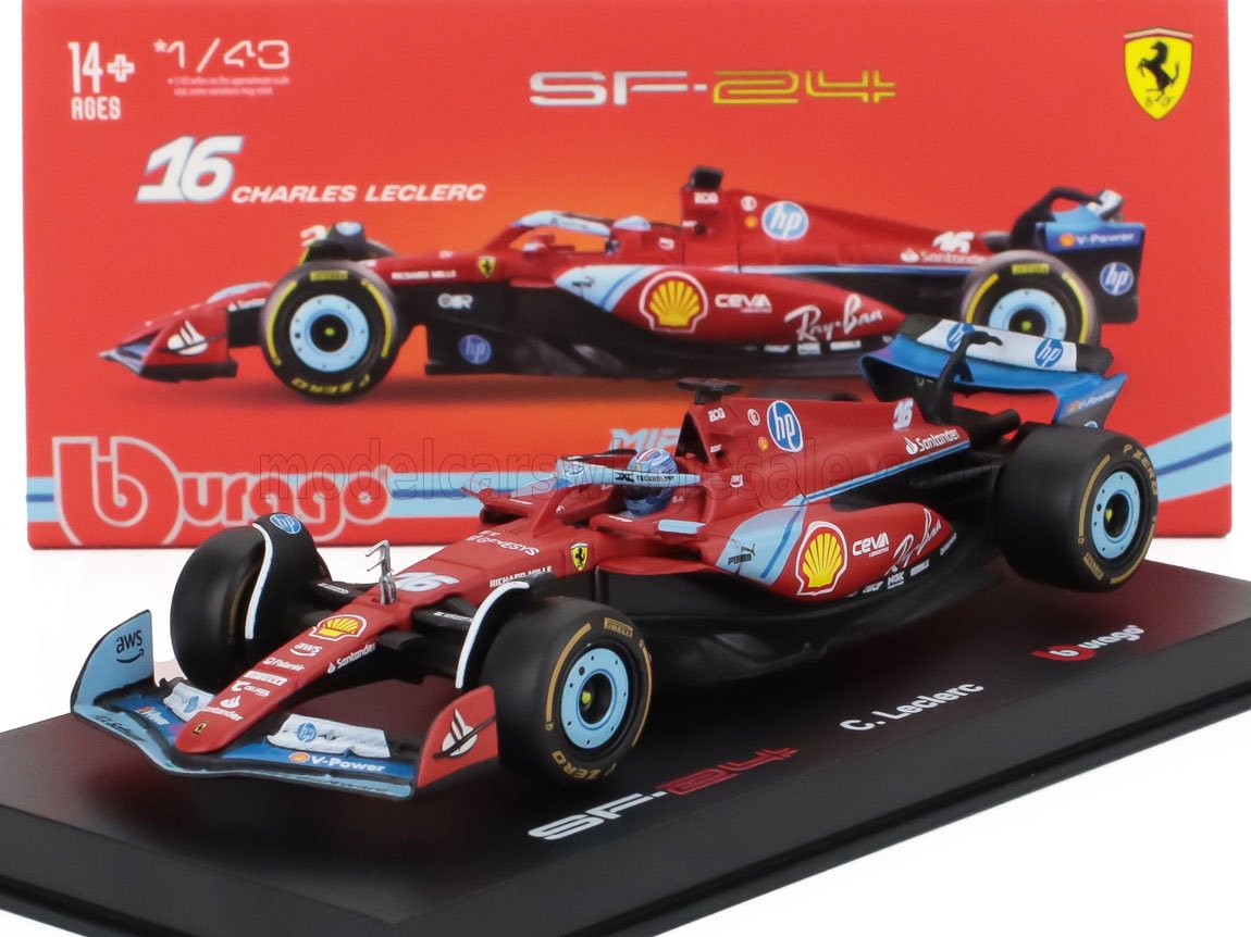 FERRARI | F1  SF-24 TEAM SCUDERIA FERRARI N 16 3rd MIAMI GP 2024 CHARLES LECLERC - WITH PILOT AND SHOWCASE