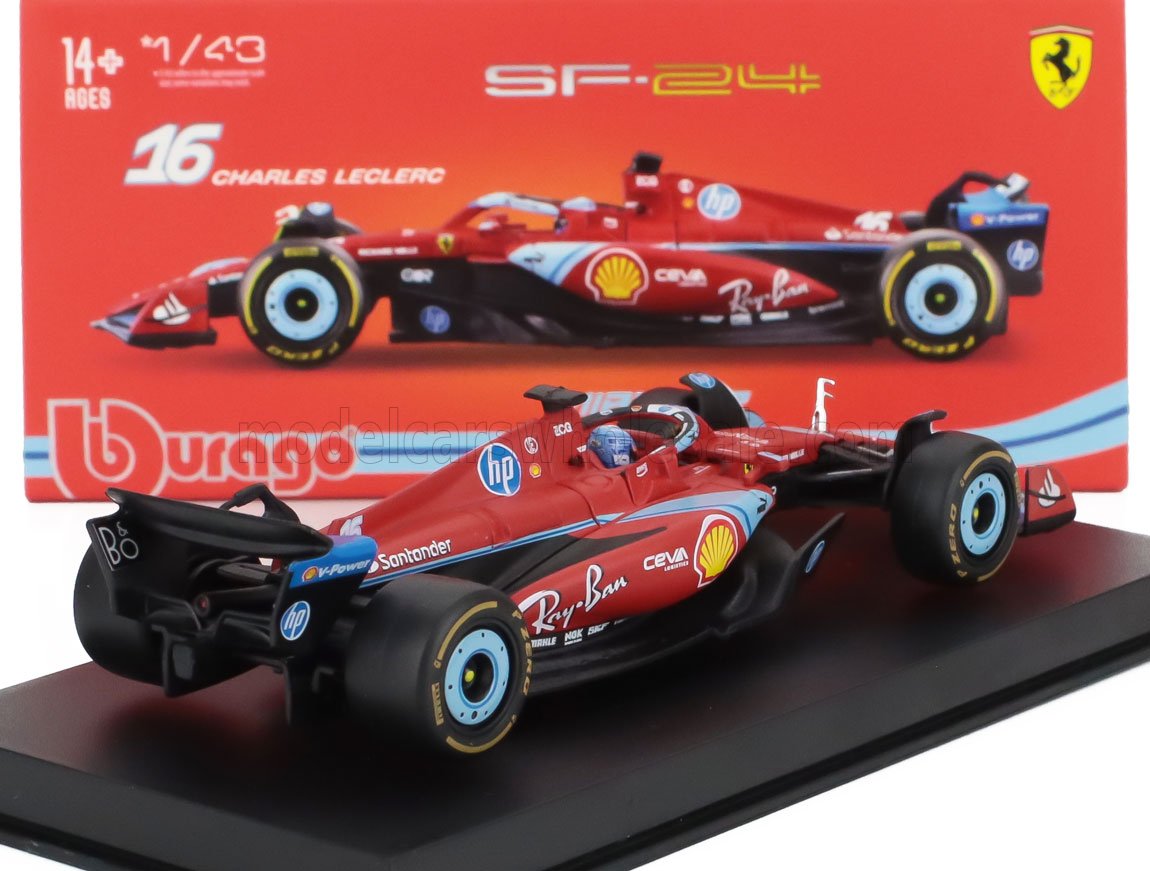 FERRARI | F1  SF-24 TEAM SCUDERIA FERRARI N 16 3rd MIAMI GP 2024 CHARLES LECLERC - WITH PILOT AND SHOWCASE
