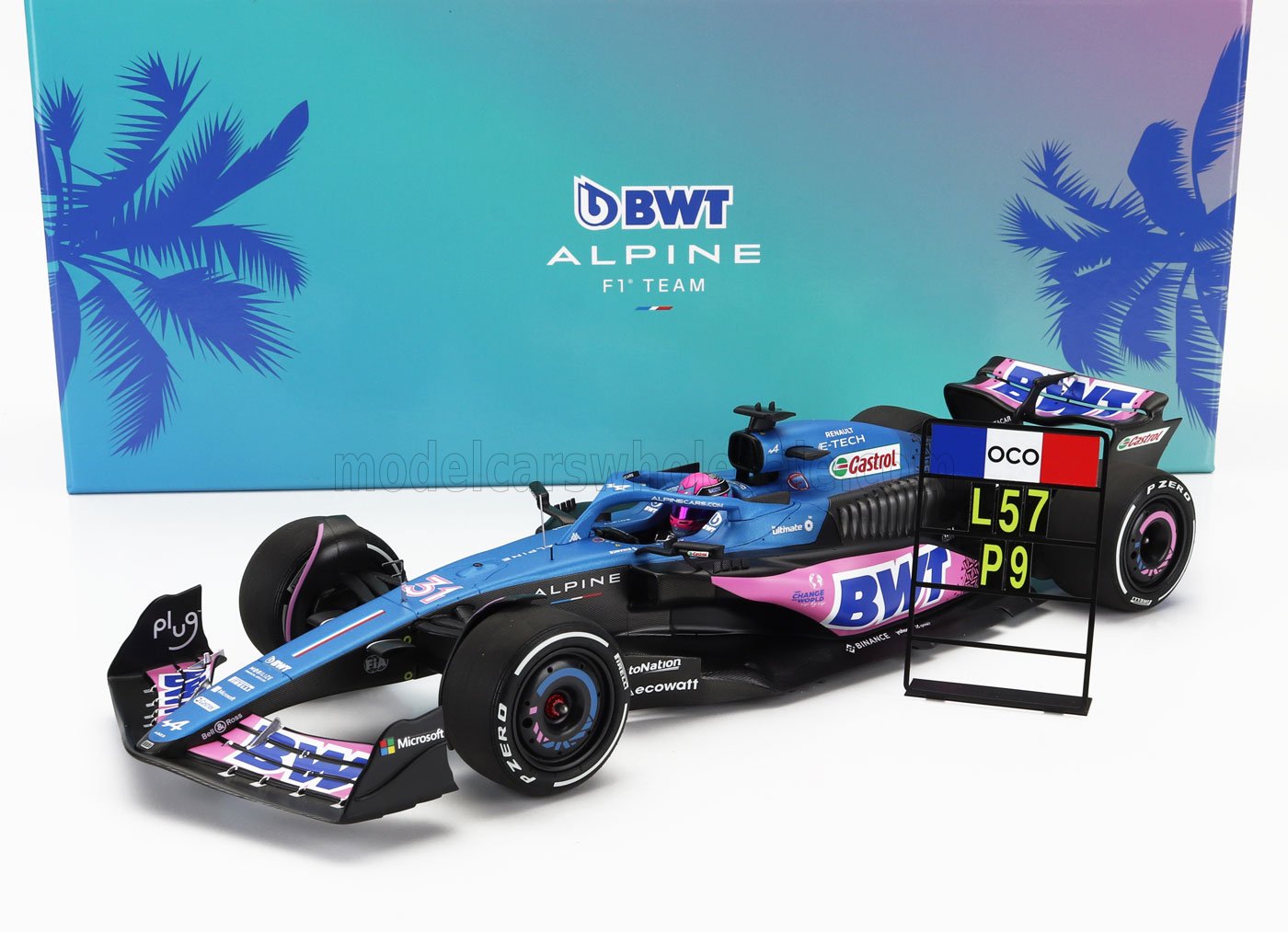 ALPINE - F1  A523 TEAM BWT ALPINE N 31 9th MIAMI GP WITH PIT BOARD 2023 ESTEBAN OCON - BLUE BLACK PINK