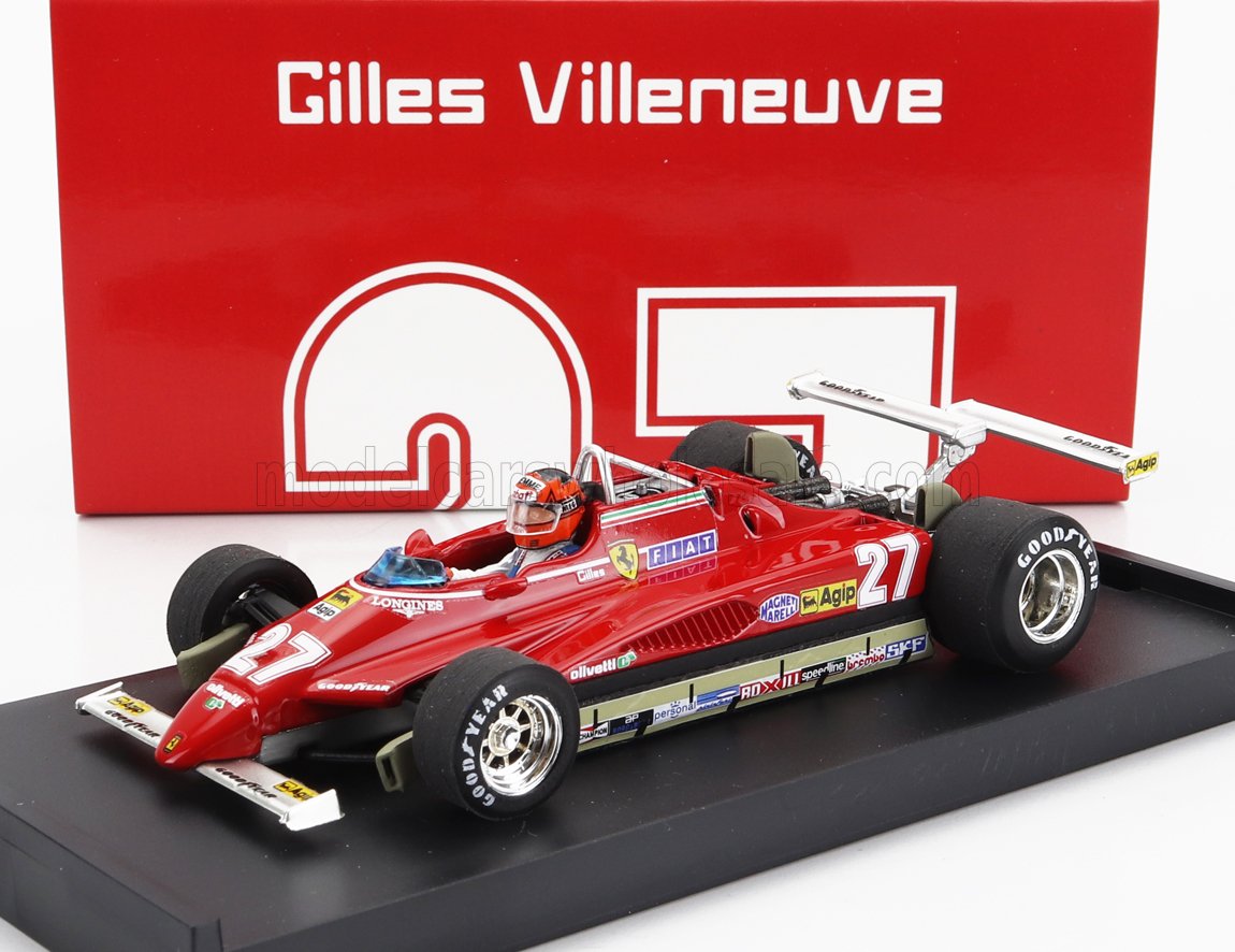 FERRARI - F1 126C2 N 27 USA OVEST LONG BEACH GP 1982 GILLES VILLENEUVE - WITH DRIVER FIGURE - RED Scale model car on Vroomi