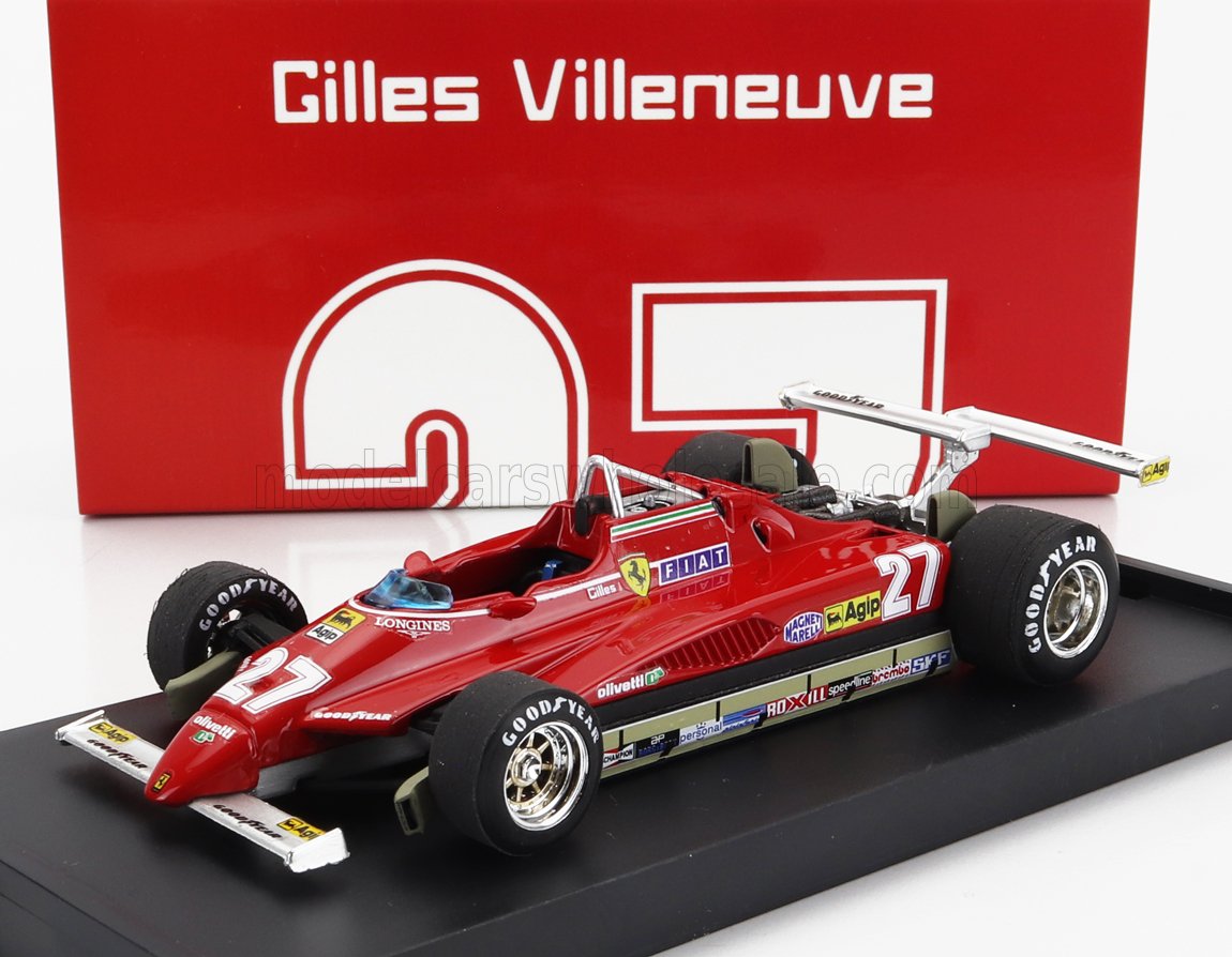 FERRARI - F1 126C2 N. 27 USA OVEST GP DI LONG BEACH 1982 GILLES VILLENEUVE - ROSSO modellino in scala modellino Vroomi