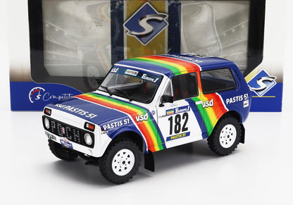 LADA - NIVA N 182 RALLY PARIS-DAKAR 1984 JEAN PIERRE JABOUILLE - MICHEL SARDOU - WHITE BLUE - Vroomi