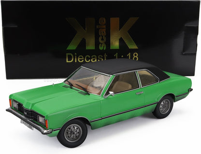 Green classic diecast car model with black roof, 1:18 scale by KK Scale, available on Vroomi