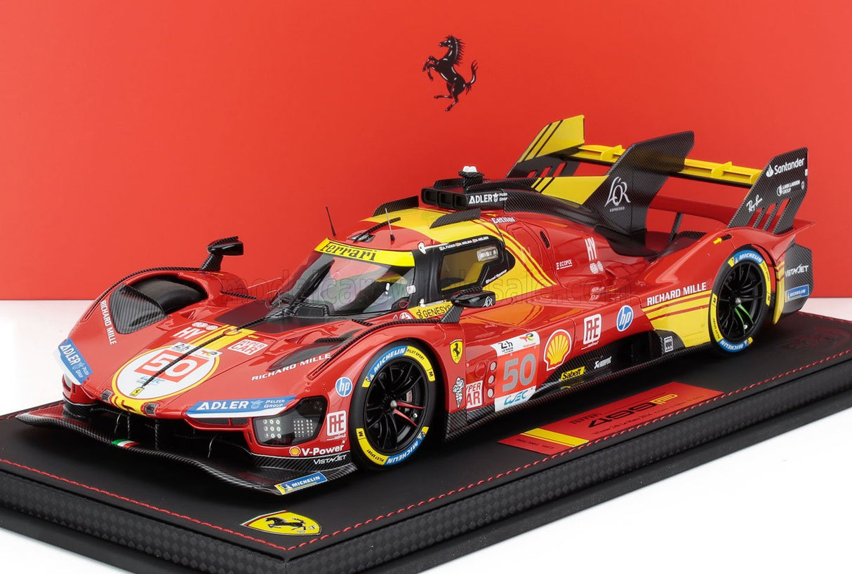 FERRARI | 499P 3.0L TURBO V6 TEAM FERRARI AF CORSE N 50 WINNER 24h LE MANS 2024 ANTONIO FUOCO - MIGUEL MOLINA - NICKLAS NIELSEN - CON VETRINA - WITH SHOWCASE