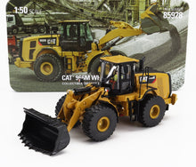 1:50 scale CAT 966M Wheel Loader diecast model with detailed bucket, available on Vroomi