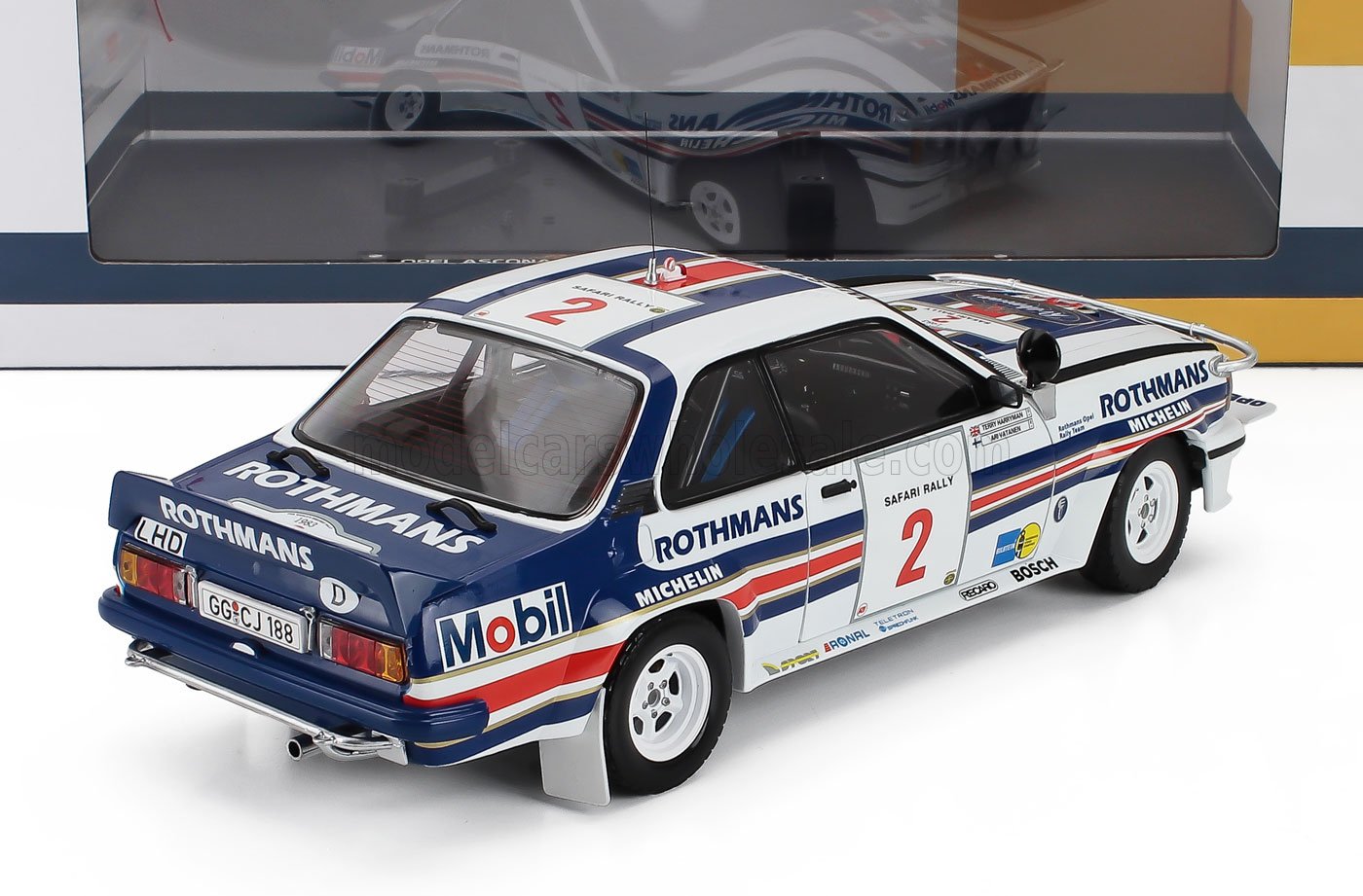 1/18 scale Rothmans Opel Manta rally car model in box, collectible, found on Vroomi