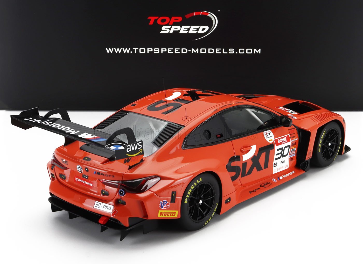 BMW - 4-SERIES M4 GT3 TEAM BMW WRT N 30 WINNER 8h IGTC INDY 2023 SHELDON VAN DER LINDE - DRIES VANTHOOR - PHILIPPE ENG - ORANGE BLACK