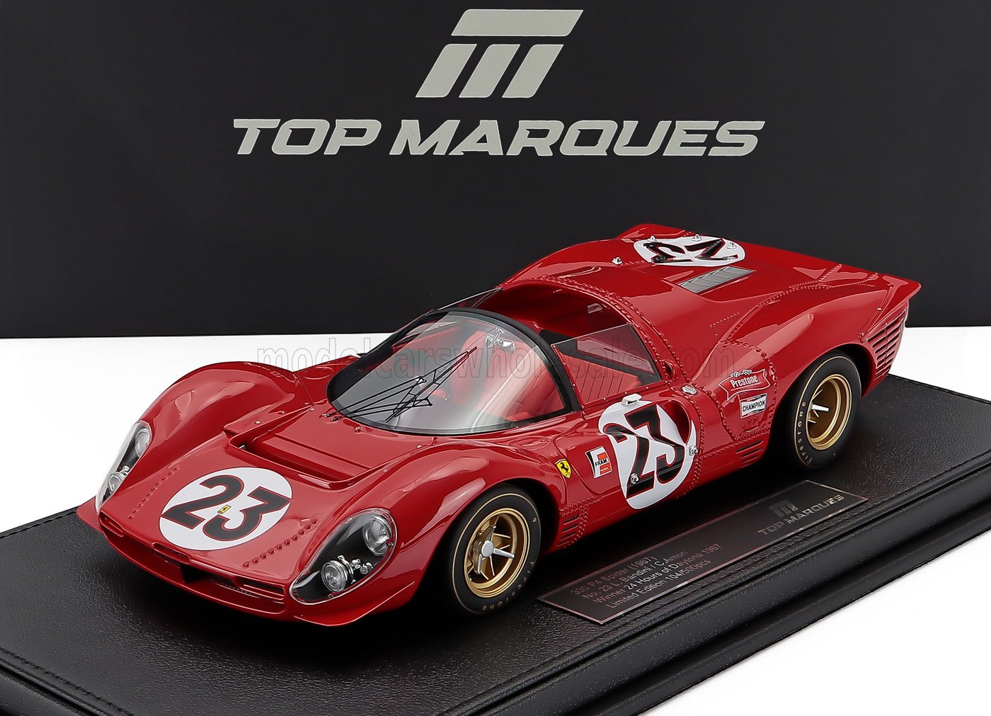 modellino Ferrari 330 P4 #23 1/18 rosso modellino dettagli da gara, ora disponibile da Vroomi.