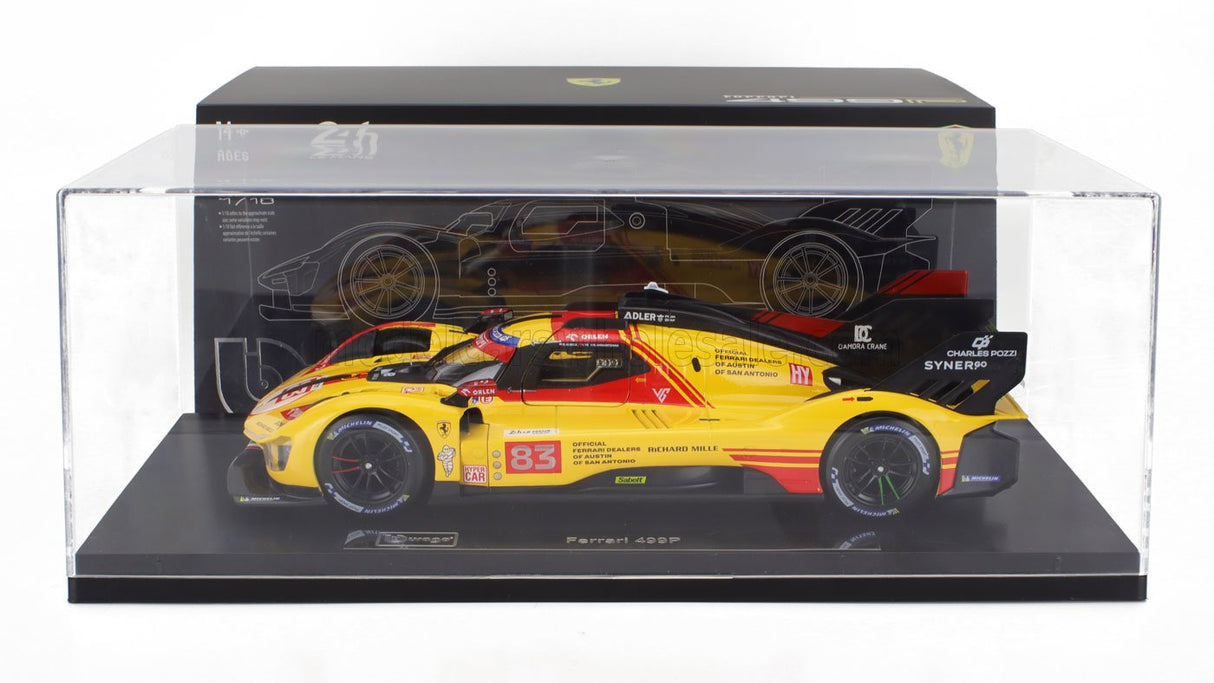 FERRARI | 499P 3.0L TURBO V6 TEAM AF CORSE N 83 24h LE MANS 2024 ROBERT KUBICA - ROBERT SHWARTZMAN - YIFEI YE - CON VETRINA - WITH SHOWCASE