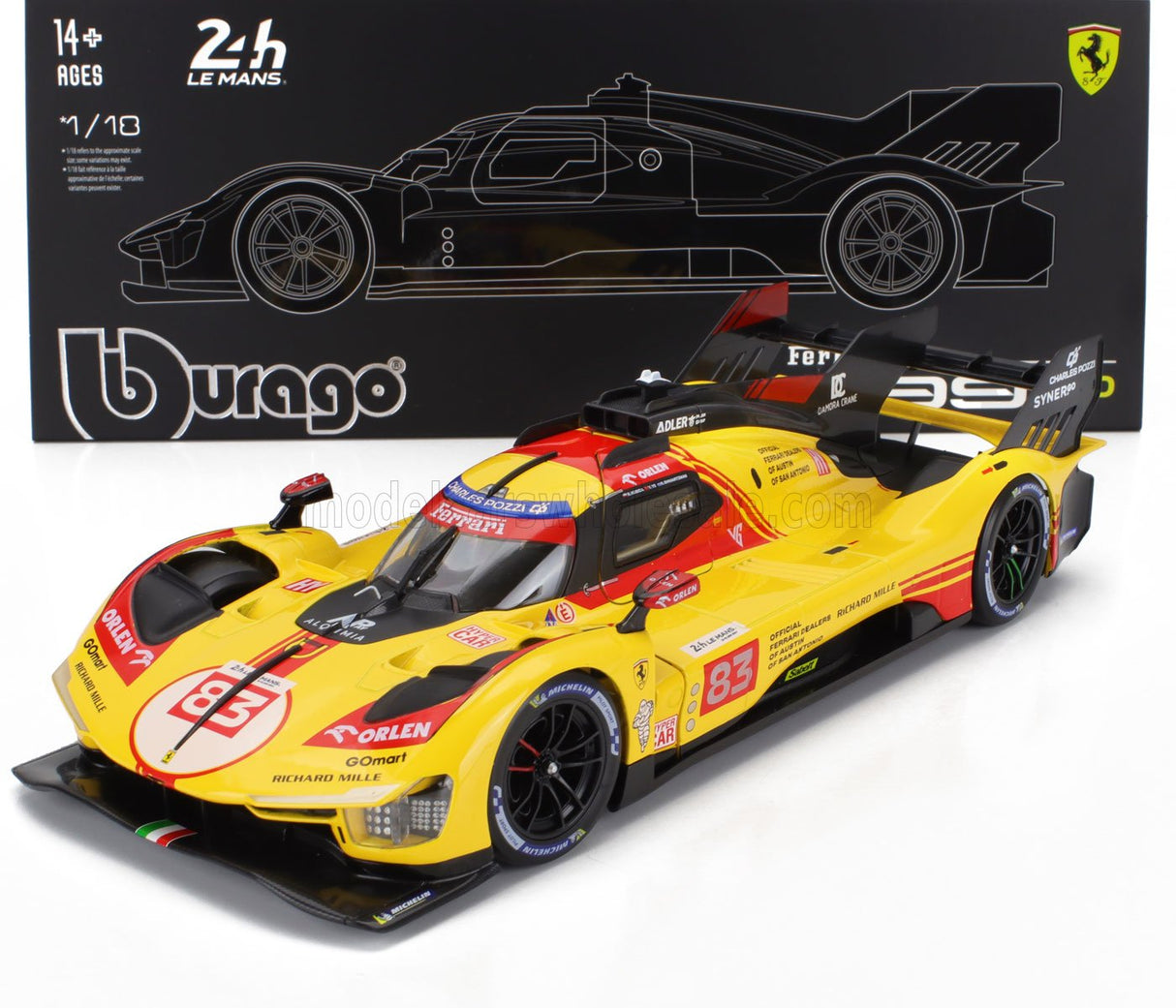 FERRARI | 499P 3.0L TURBO V6 TEAM AF CORSE N 83 24h LE MANS 2024 ROBERT KUBICA - ROBERT SHWARTZMAN - YIFEI YE - CON VETRINA - WITH SHOWCASE