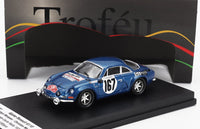 Modellino in scala Alpine A110 blu, numero di gara #167, esposto con confezione Vroomi