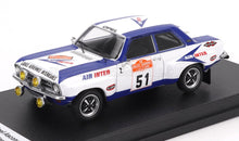 1/18 scale Opel Ascona rally car model, blue and white livery, available online for collectors