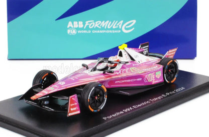 Modellino Porsche 99X Electric del Tokyo E-Prix 2024 con il marchio Formula E, disponibile su Vroomi.