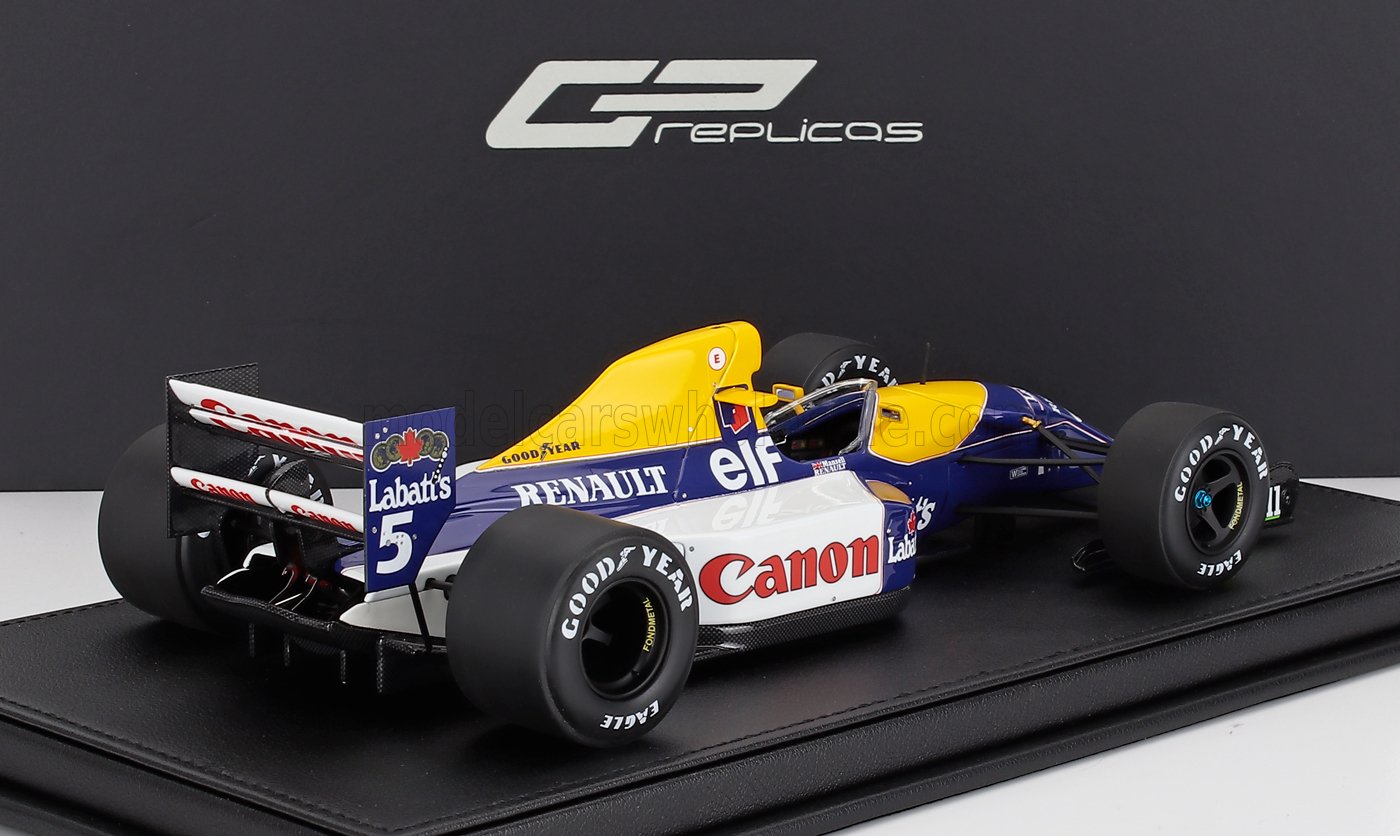 Scale model of a 1992 Williams Renault Formula 1 car with Canon and Goodyear branding available on Vroomi platform