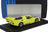 Voiture miniature Vroomi : réplique die-cast Porsche Koenig C62 jaune vif avec détails noirs et socle de présentation.