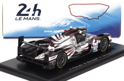 Scale model of Le Mans 24h race car 183 with black and white livery, shown on display base, now for sale on Vroomi