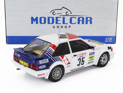 FORD ENGLAND - ESCORT MKIII RS TURBO N 35 RALLY HUNSRUCK 1985 STIG ANDERVANG - ANDRE SCHOONENWOLF - WHITE RED BLUE