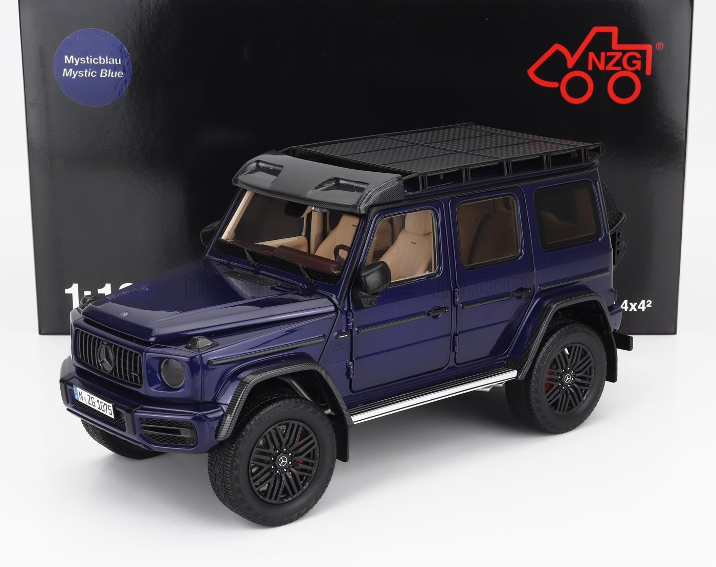MERCEDES-BENZ - G-KLASSE G63 4x4 AMG 2023 - MYSTIC BLUE Schaalmodel op Vroomi