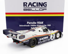 PORSCHE - 956K EQUIPO PORSCHE RACING N.º 2 1000 km DE NÜRBURGRING RÉCORD DE VUELTA EN NORDSCHLEIFE 6:11,13 min 1983 STEFAN BELLOF - DEREK BELL  BLANCO Y AZUL