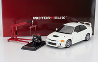 MITSUBISHI - LANCER EVO IV AVEC MOTEUR ET ACCESSOIRES 1999 - SCOTIA WHITE - Boutique voitures miniatures Vroomi