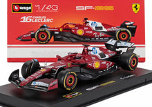 1/43 scale Ferrari SF-25 Formula 1 car model of Charles Leclerc with detailed sponsor logos, offered on Vroomi