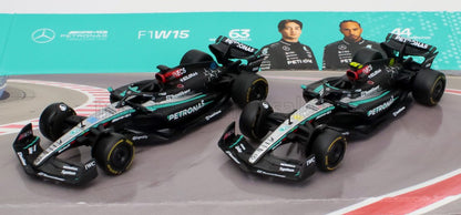 MERCEDES GP | SET F1  2X W15 EQ PERFORMANCE TEAM AMG PETRONAS MOTORSPORT N 44 SEASON 2024 LEWIS HAMILTON + N 63 SEASON 2024 GEORGE RUSSELL