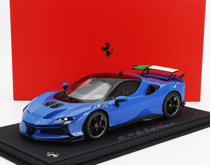 FERRARI - SF90 XX STRADALE BLACK ROOF 2024 - CON VETRINA - WITH SHOWCASE - BLU FRANCIA - BLUE BLACK