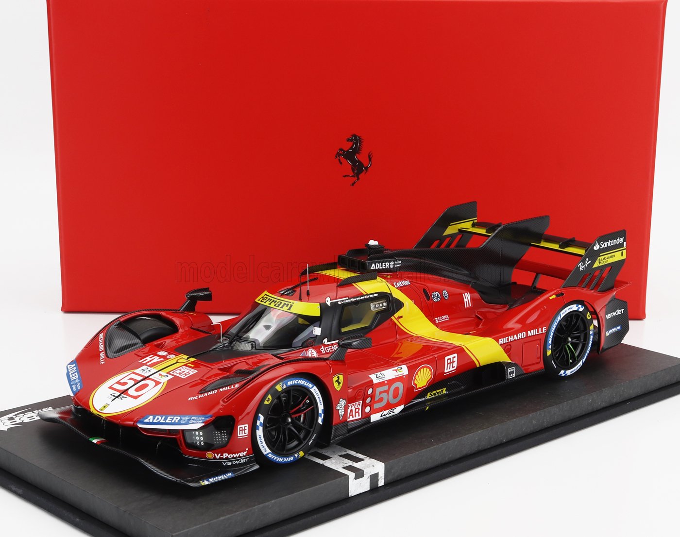 FERRARI | 499P 3.0L TURBO V6 TEAM FERRARI AF CORSE N 50 5th 24h LE MANS (POLE POSITION) 2023 ANTONIO FUOCO - MIGUEL MOLINA - NICKLAS NIELSEN - CON VETRINA - WITH SHOWCASE