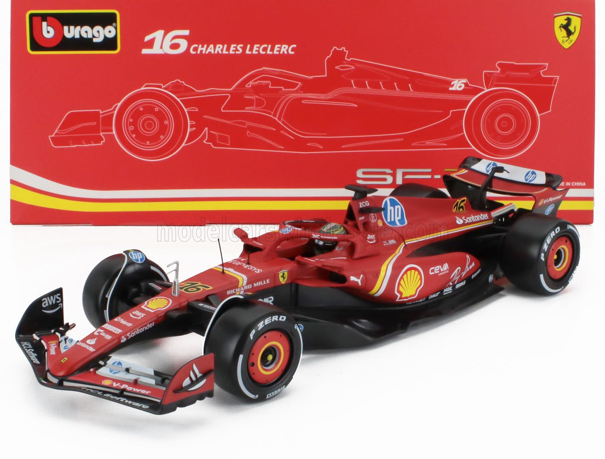 FERRARI | F1  SF-24 TEAM SCUDERIA FERRARI N 16 WINNER ITALY MONZA GP 2024 CHARLES LECLERC - CON VETRINA - WITH SHOWCASE