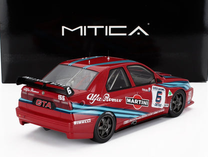 Red Alfa Romeo 155 GTA Martini 1/18 scale model race car with racing decals, available now.