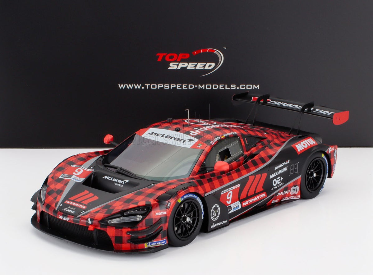McLaren 720S GT3 EVO Pfaff Motorsport No. 9 Oliver Jarvis Marvin Kirchhofer IMSA Chevrolet Grand Prix 2024 TrueScale 1:18 scale model