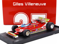Modellino in scala Ferrari 12 Gilles Villeneuve di Vroomi, replica F1 dettagliata con livrea Michelin e Agip