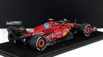 FERRARI - F1  SF-24 TEAM SCUDERIA FERRARI N 55 WINNER MEXICO GP 2024 CARLOS SAINZ - CON VETRINA - WITH SHOWCASE - RED WHITE BLACK