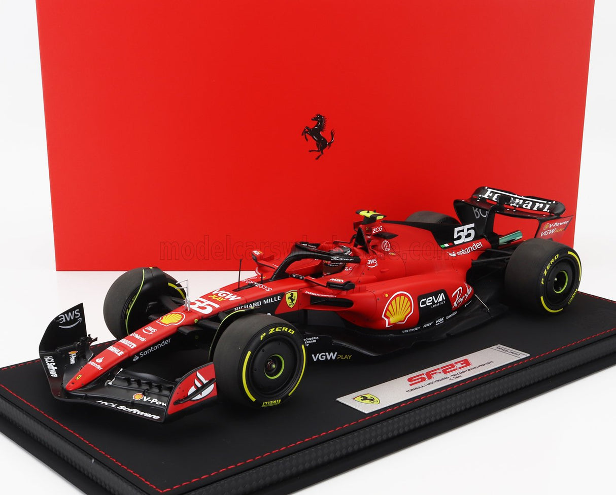 FERRARI | F1 SF-23 TEAM SCUDERIA FERRARI N 55 BELGIO SPA GP 2023 CARLOS SAINZ - CON VETRINA - CON VETRINA