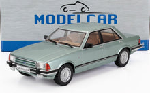 1/18 scale die-cast 1980s Ford Granada model car with mint green paint and tan interior, available at Vroomi