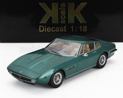 Green diecast Maserati Ghibli model car 1:18 scale, detailed replica available via Vroomi