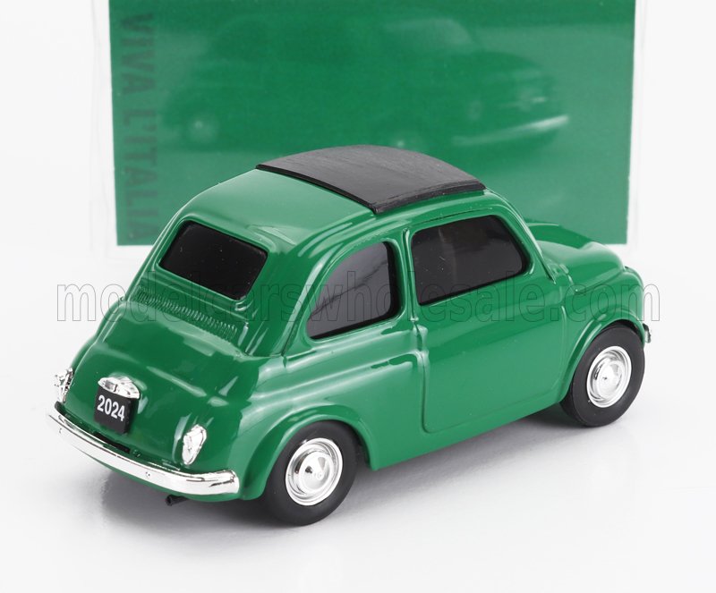 FIAT - 500 1965 - VIVA L'ITALIA - GIORNATA DELL' UNITA' NAZIONALE E DELLE FORZE ARMATE - GREEN Scale model car on Vroomi