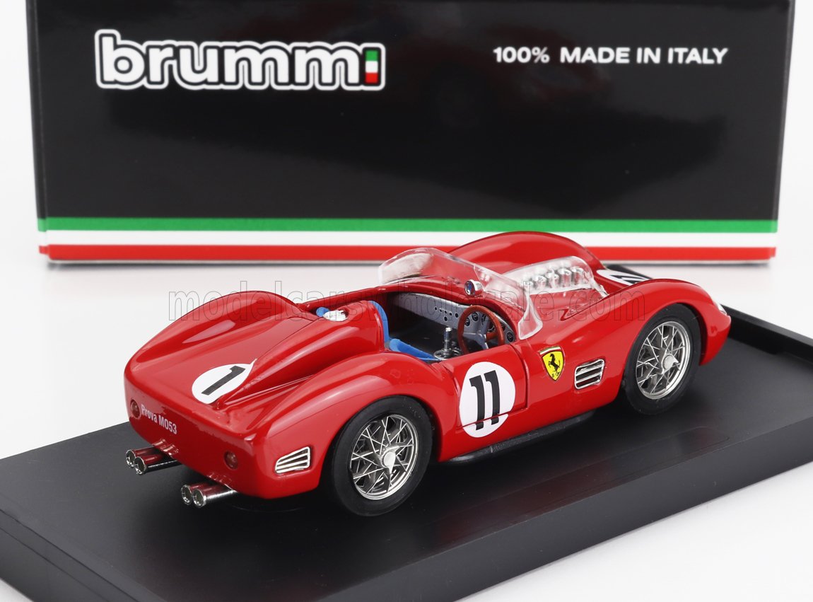 FERRARI - 250TR TESTAROSSA 3,0 L V12 SPIDER TEAM SCUDERIA FERRARI SPA N° 11 VAINQUEUR DES 24 HEURES DU MANS 1960 PAUL FRÈRE - OLIVIER GENDEBIEN - Maquette de voiture rouge sur Vroomi
