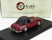Esval Models maroon classic convertible car model on black display stand, available on Vroomi