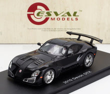 Black 2010 Devon GTX model car with spoiler on display stand by Esval Models, now offered on Vroomi