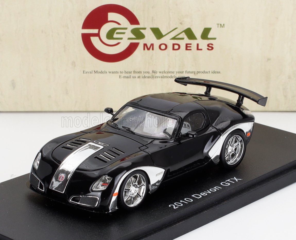 Devon GTX with Spoiler 2010 Black Chrome Esval Models 1:43 scale model