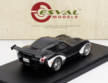 Black Esval Models sports car scale model with chrome accents, displayed on black platform, buy on Vroomi