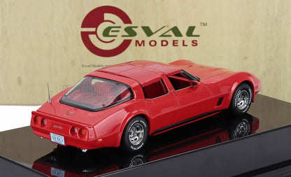 Red 1978 Corvette scale model by Esval Models displayed on black platform, available on Vroomi