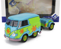 Voiture miniature Mystery Machine de Scooby-Doo avec remorque, motifs floraux colorés, collection Vroomi.