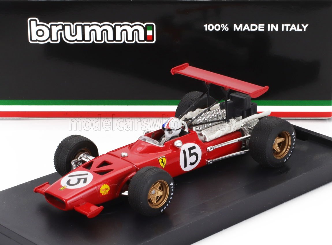 FERRARI - F1 312 N 15 SPAIN GP 1969 CHRIS AMON - WITH DRIVER FIGURE - RED WHITE Scale model car on Vroomi