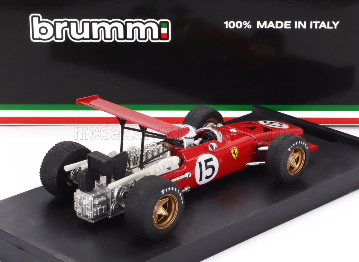 FERRARI - F1 312 N 15 SPAIN GP 1969 CHRIS AMON - WITH DRIVER FIGURE - RED WHITE Scale model car on Vroomi