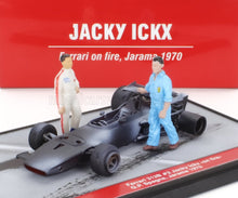 FERRARI - F1 DIORAMA 312B N 2 SPAIN GP WITH FIGURES 1970 - JACKY ICKX ON FIRE - GREY Scale model car on Vroomi