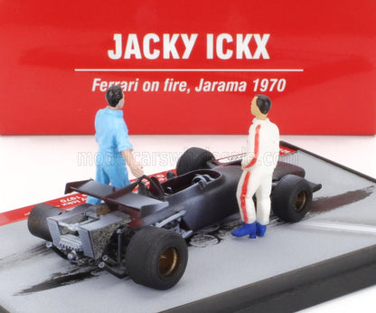 FERRARI - F1 DIORAMA 312B N 2 SPAIN GP WITH FIGURES 1970 - JACKY ICKX ON FIRE - GREY Scale model car on Vroomi